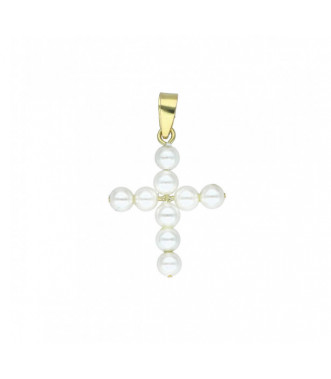 Cruz oro y perlas