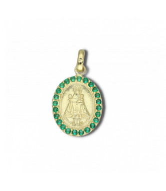 Medalla covadonga plata zirconita verde