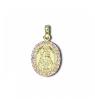 Medalla Covadonga plata zirconita rosa
