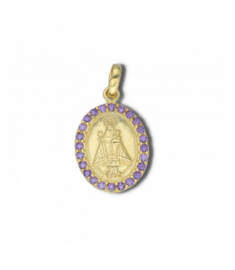 Medalla de Covadonga plata con zirconita morada