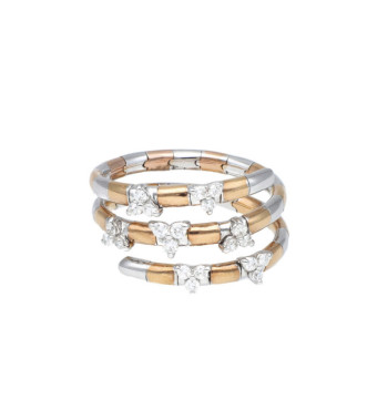 Sortija triple oro bicolor 21 brillantes