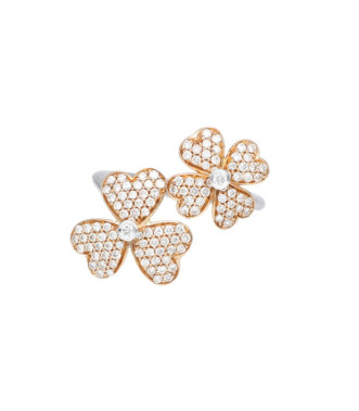 Anillo flor oro bicolor y diamantes