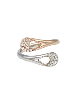Sortija oro bicolor 30 diamantes 0,21ct.